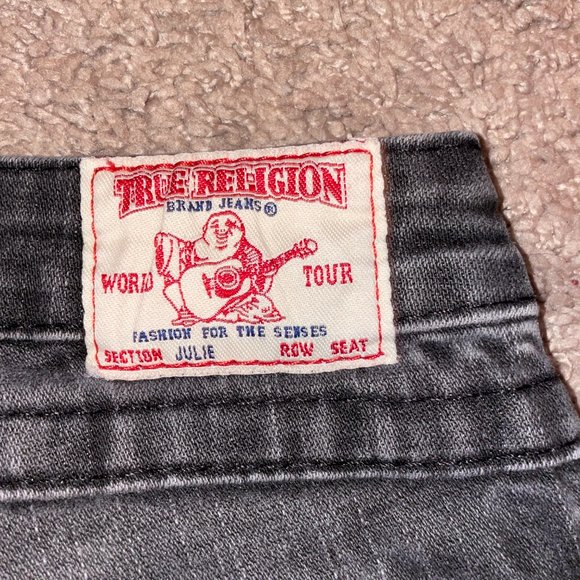 TRUE RELIGION "JULIE" BLACK WASHED VINTAGE SKINNY JEANS - Picture 2 of 6